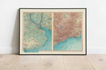 Geographical Map of Rio De La Plata and Rio De Janeiro| Map Wall Decor