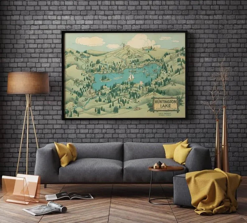 Huntington Lake Map Wall Print| Poster Print