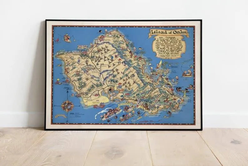 Oahu Island Map Print| Art History