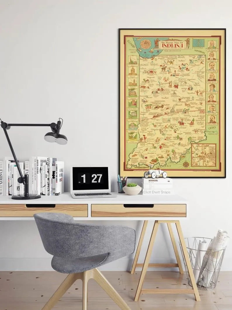 Indiana Map Print| Art History