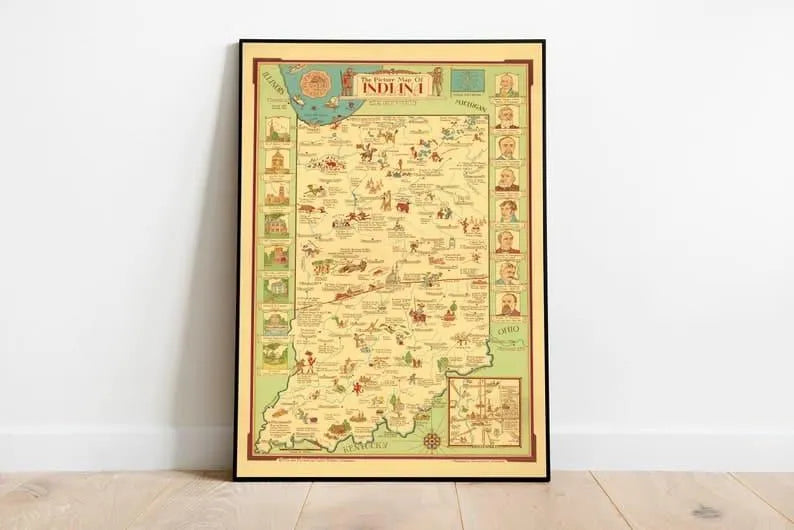 Indiana Map Print| Art History