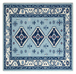 Indigo Kazak Trio Square Hand Tufted Rug shown flat on a white background