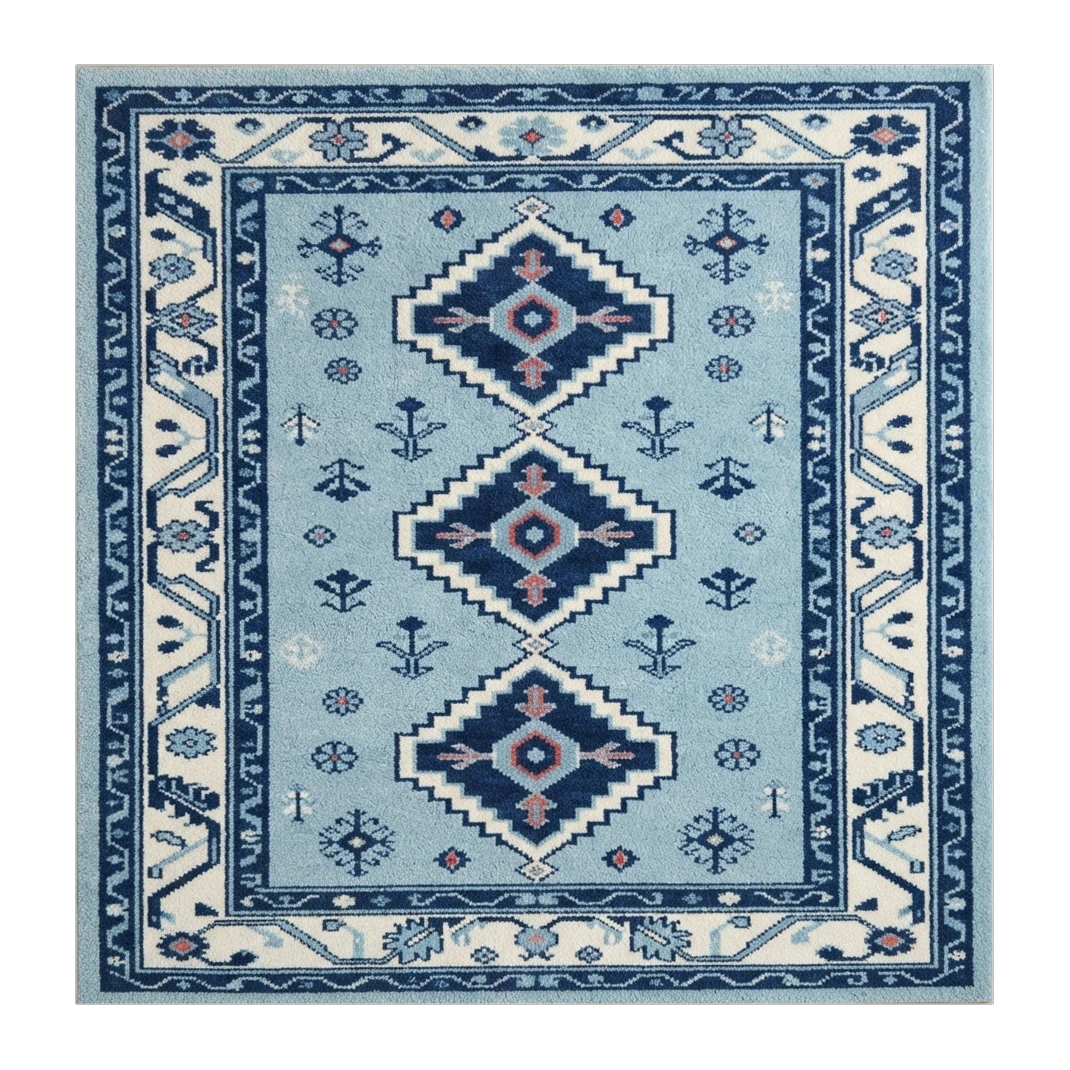 Indigo Kazak Trio Square Hand Tufted Rug