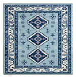 Indigo Kazak Trio Square Hand Tufted Rug — blue, navy, cream tribal rug by Maia Homes on a white background
