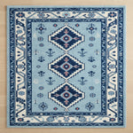Indigo Kazak Trio Square Hand Tufted Rug — blue, navy, cream tribal rug by Maia Homes