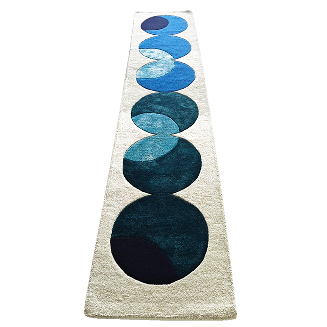 Indigo Orbit Hand Tufted Wool Rug Runner