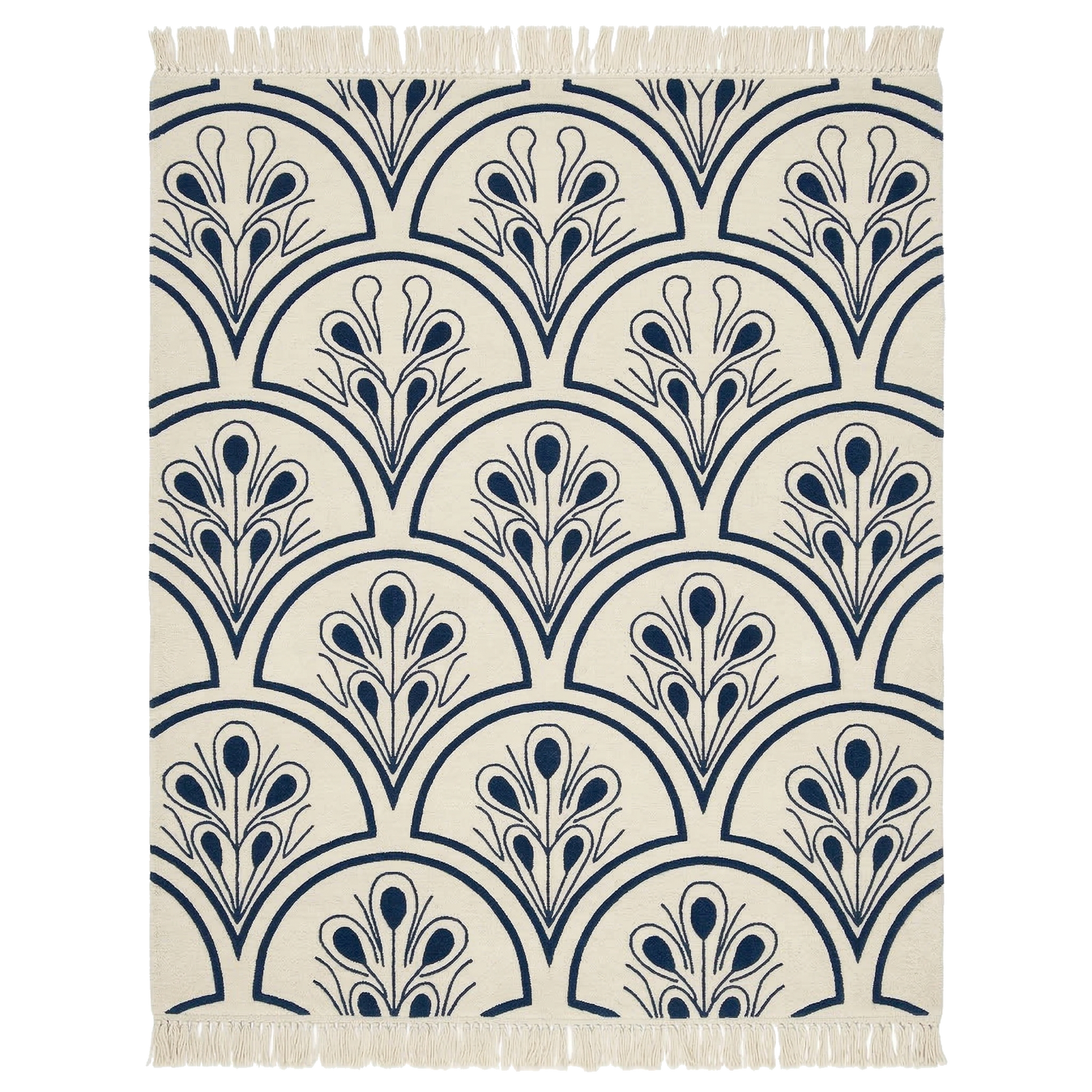 Indigo Scalloped Bloom Hand Knotted Rug
