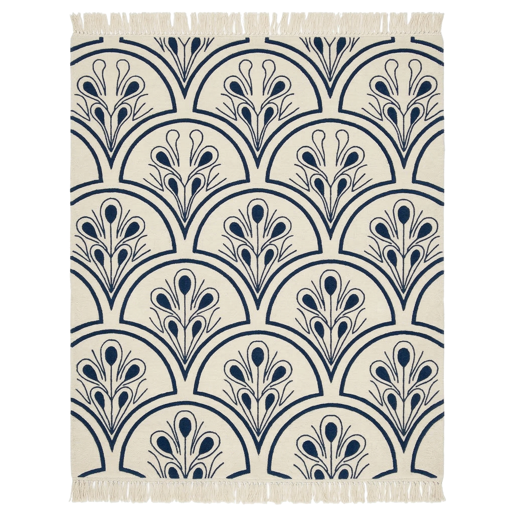 Indigo Scalloped Bloom Hand Knotted Rug