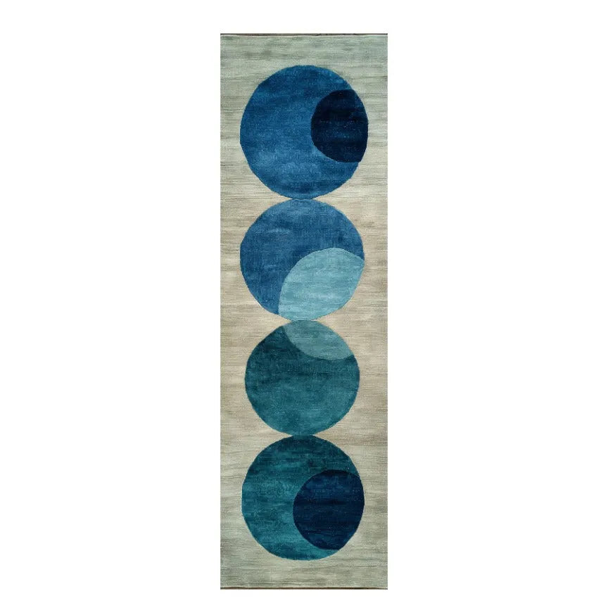 Indigo Orbit Hand Tufted Wool Rug Runner