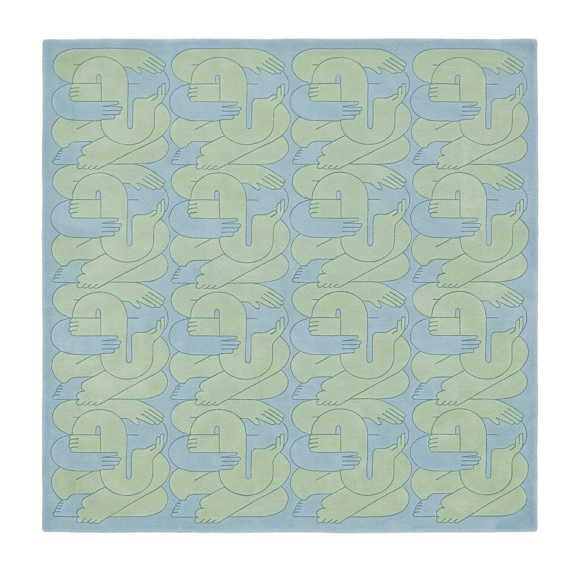Intertwined Figures Square Hand Tufted Rug