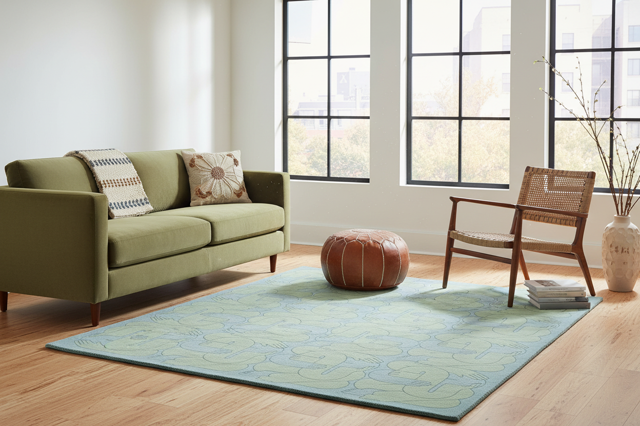 Intertwined Figures Square Hand Tufted Rug