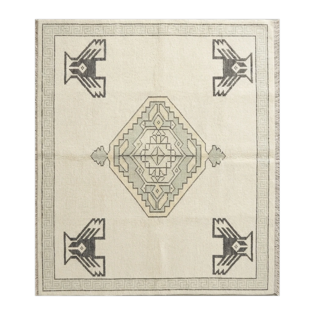 Ivory Thunderbird Hand Knotted Rug - alternate view