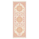 Ivory Rose Vine Hand Knotted Runner Rug
