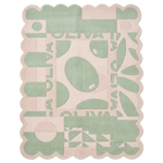 Jade Abstract Patchwork Style Scalloped Hand Tufted Rug