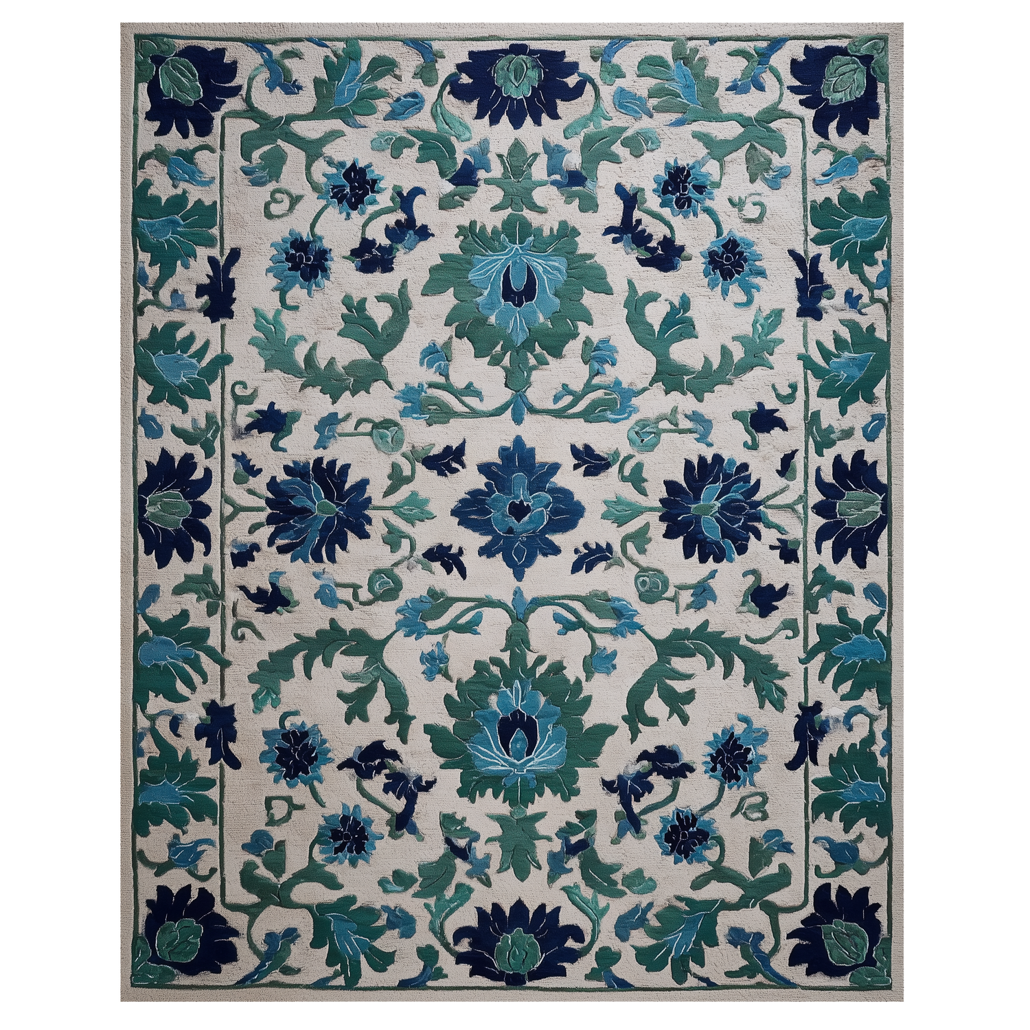 Jade Botanical Bloom Hand Tufted Rug