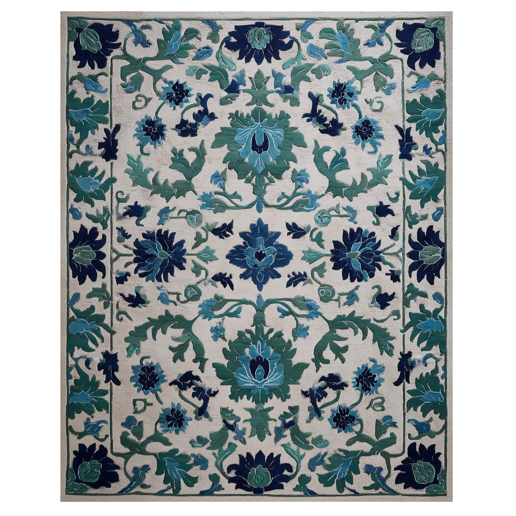 Jade Botanical Bloom Hand Tufted Rug