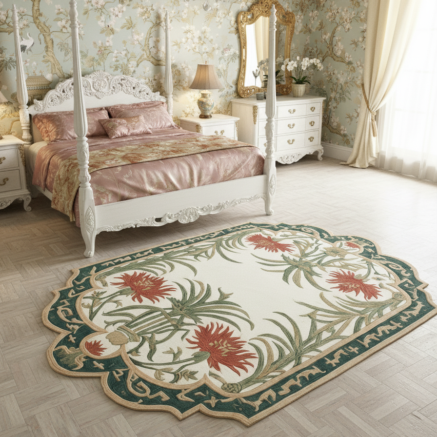 Jade Garden Frame Hand Tufted Wool Rug