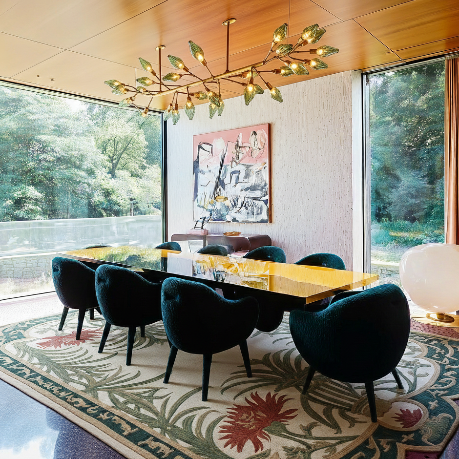 Jade Garden Frame Hand Tufted Wool Rug