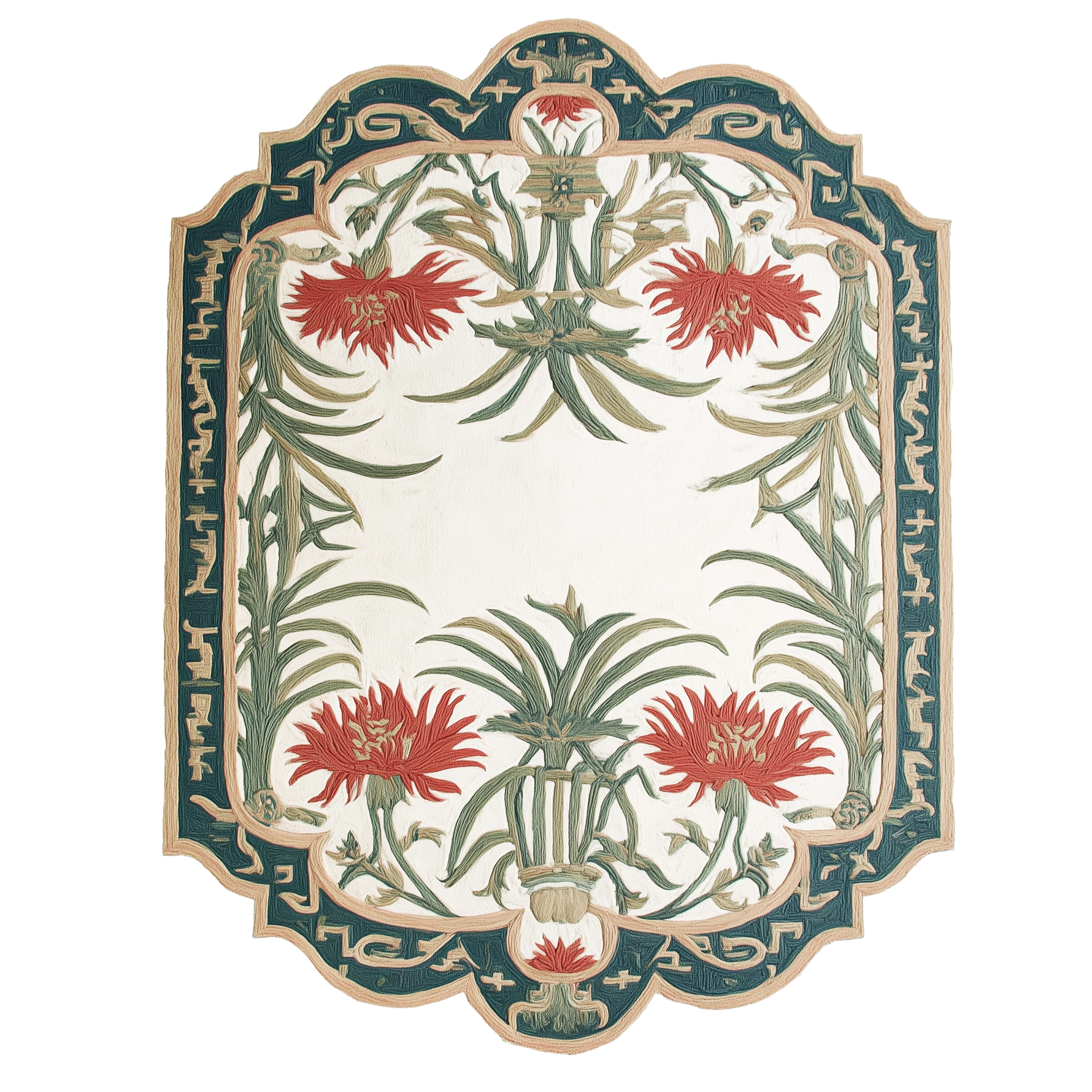 Jade Garden Frame Hand Tufted Wool Rug