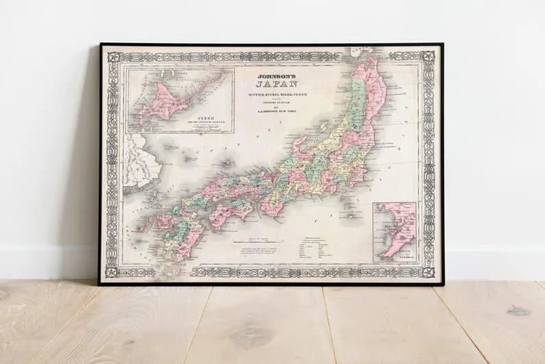 Japan Map Wall Print| 1864 Japan Map| Poster Print