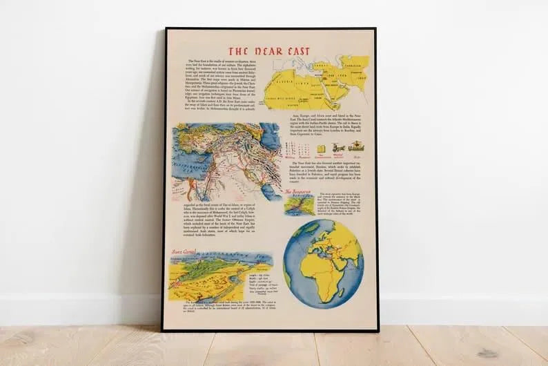 Near East Map Print 1944 Near East Map Wall Art