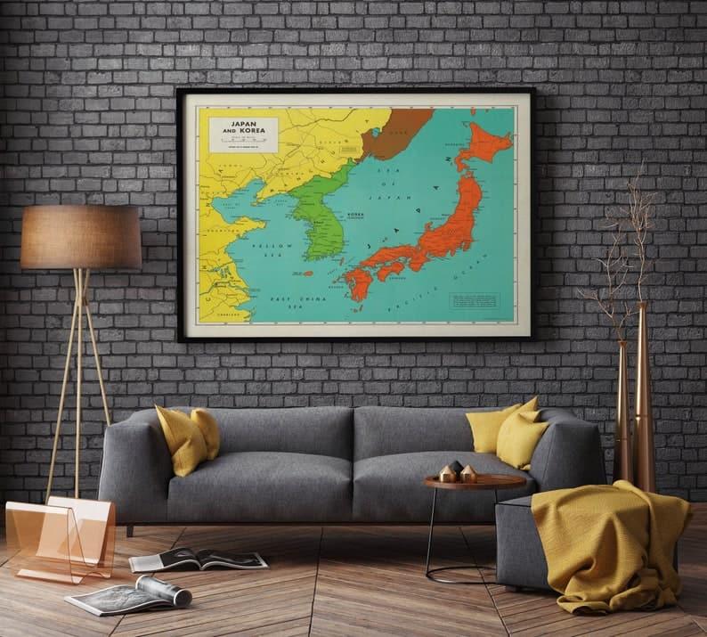 Japan and Korea Map Poster| Korea Map Wall Art Japan and Korea Map Poster| Korea Map Wall Art Japan and Korea Map Poster| Korea Map Wall Art 