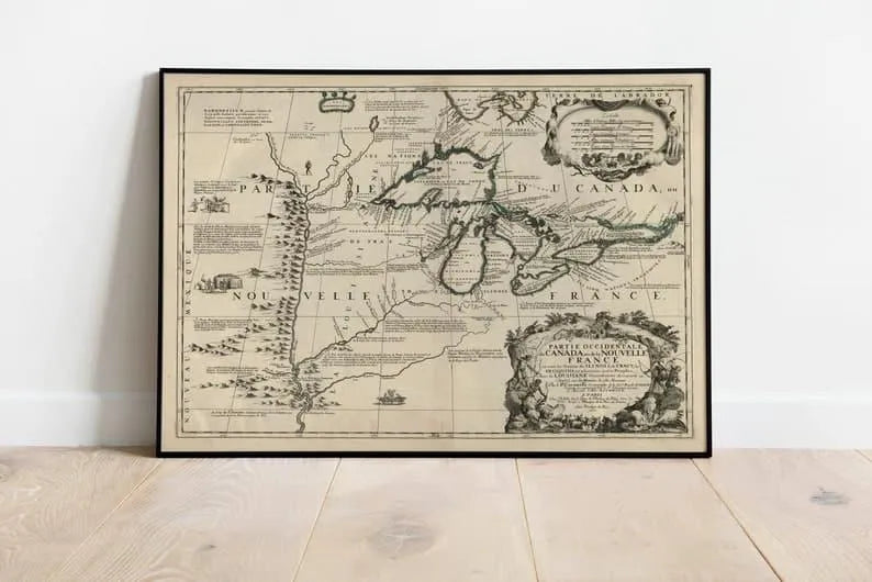 Map of Western Part of Canada 1689| Old Map Wall Decor