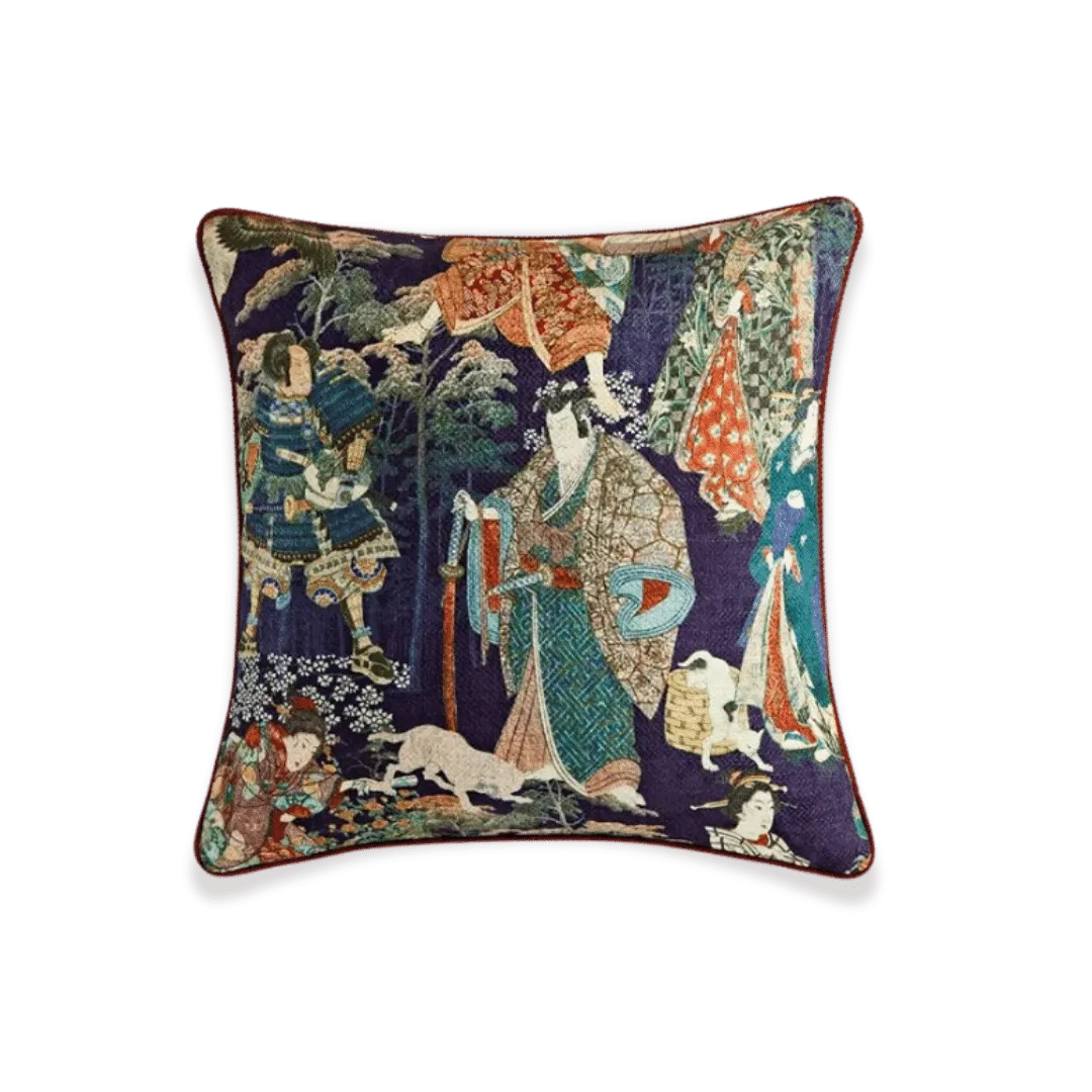 Japanese Ukiyoe Inspired Throw Pillow Cover