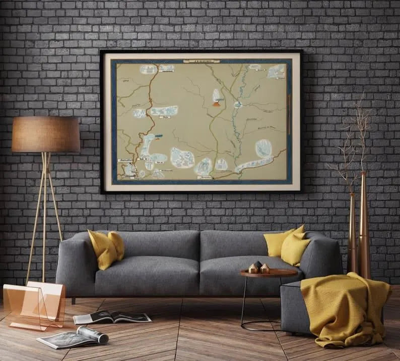 Jericho Israel Map Poster Print Wall Art