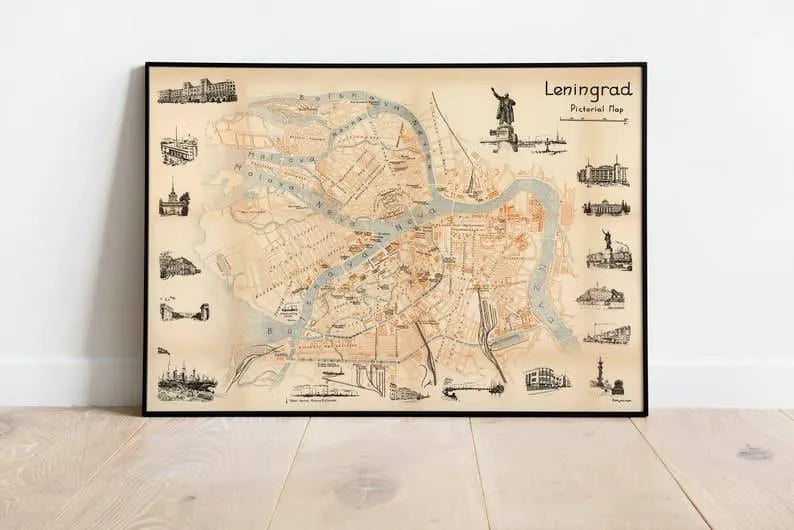 St Petersburg Map Wall Decor| 1935 Leningrad Map