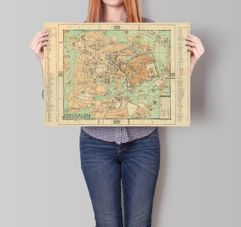 Jerusalem City 1942 Map Art Print