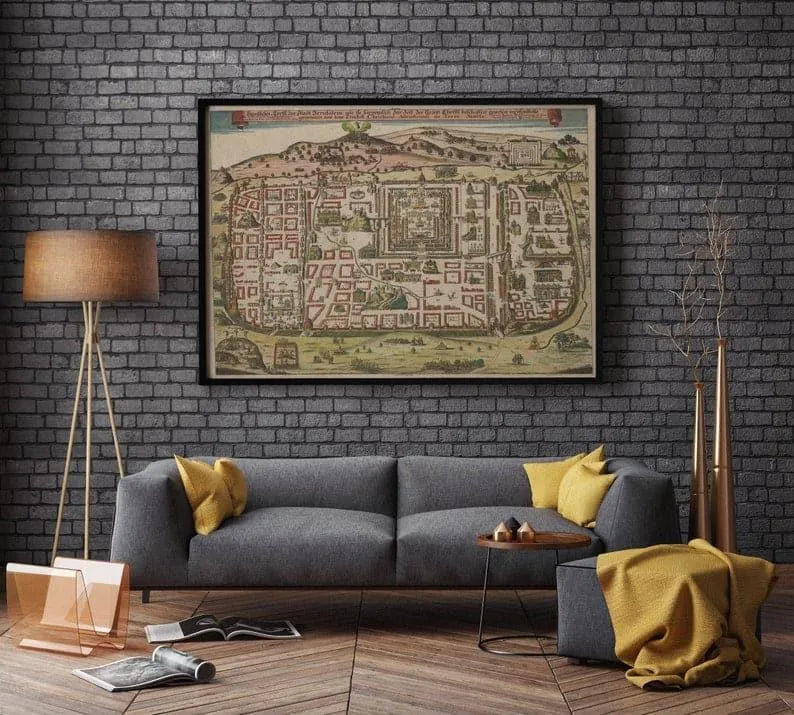 Jerusalem City Map Wall Print 1708 Poster Print