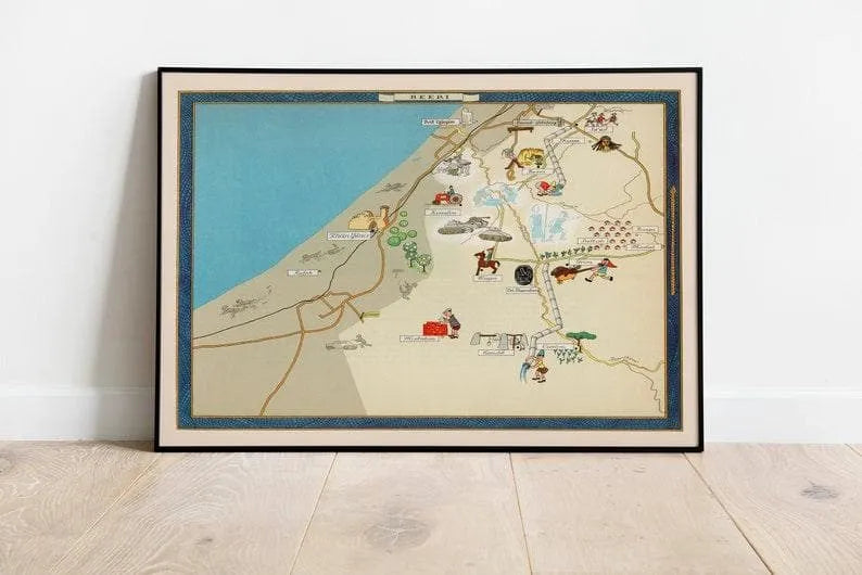 Beeri Israel Map Poster Canvas Print Wall Art