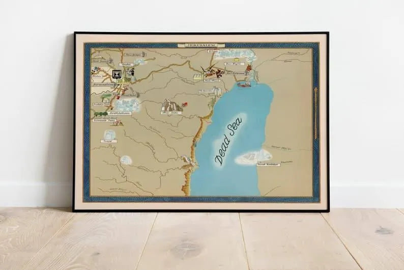 Jerusalem Israel Map Poster Print Wall Art