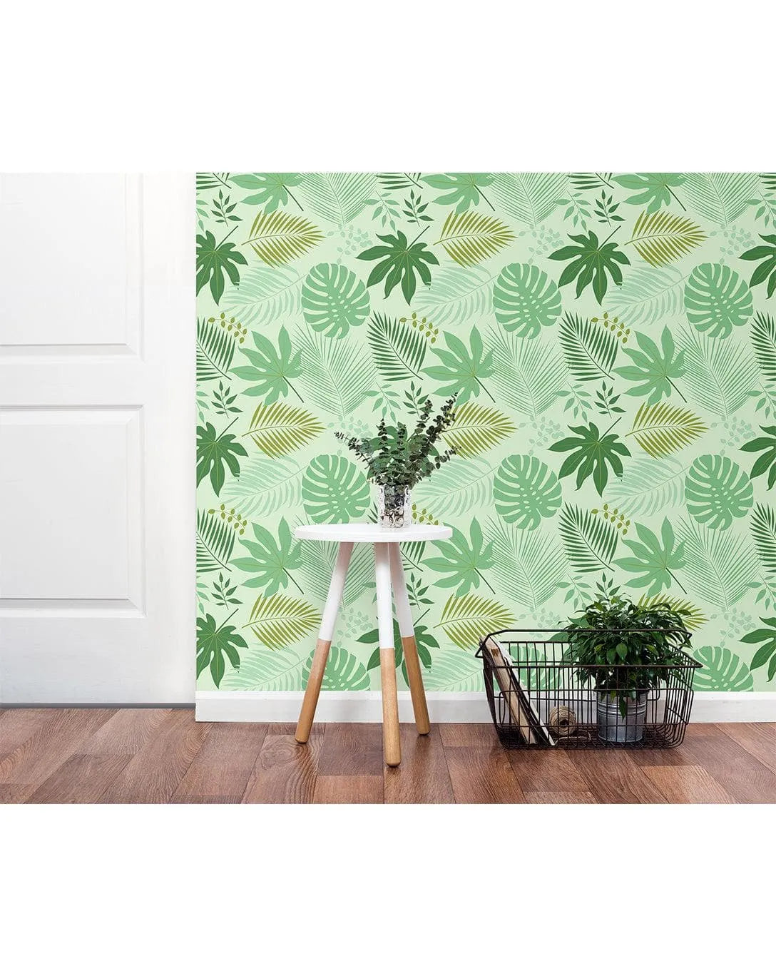 Green Tropical Palm Leaves Wallpaper