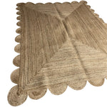 Handmade Natural Color Scalloped Border Jute Rug