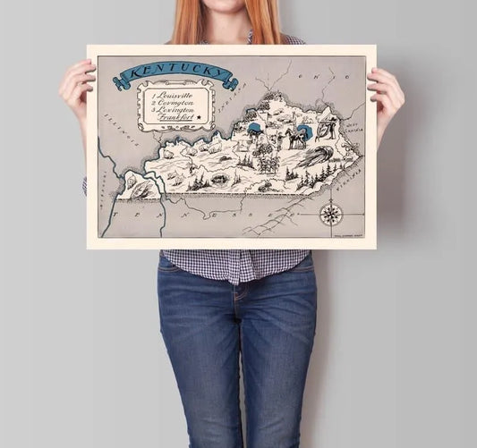 Kentucky Map Wall Print| 1931 Kentucky Map