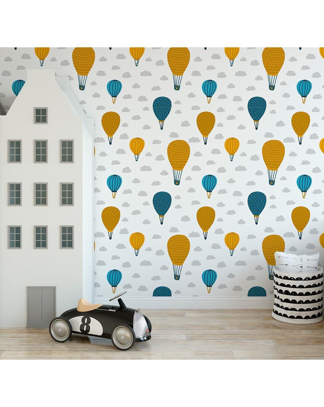 Kids Room Air Balloons in Sky Removable Wallpaper