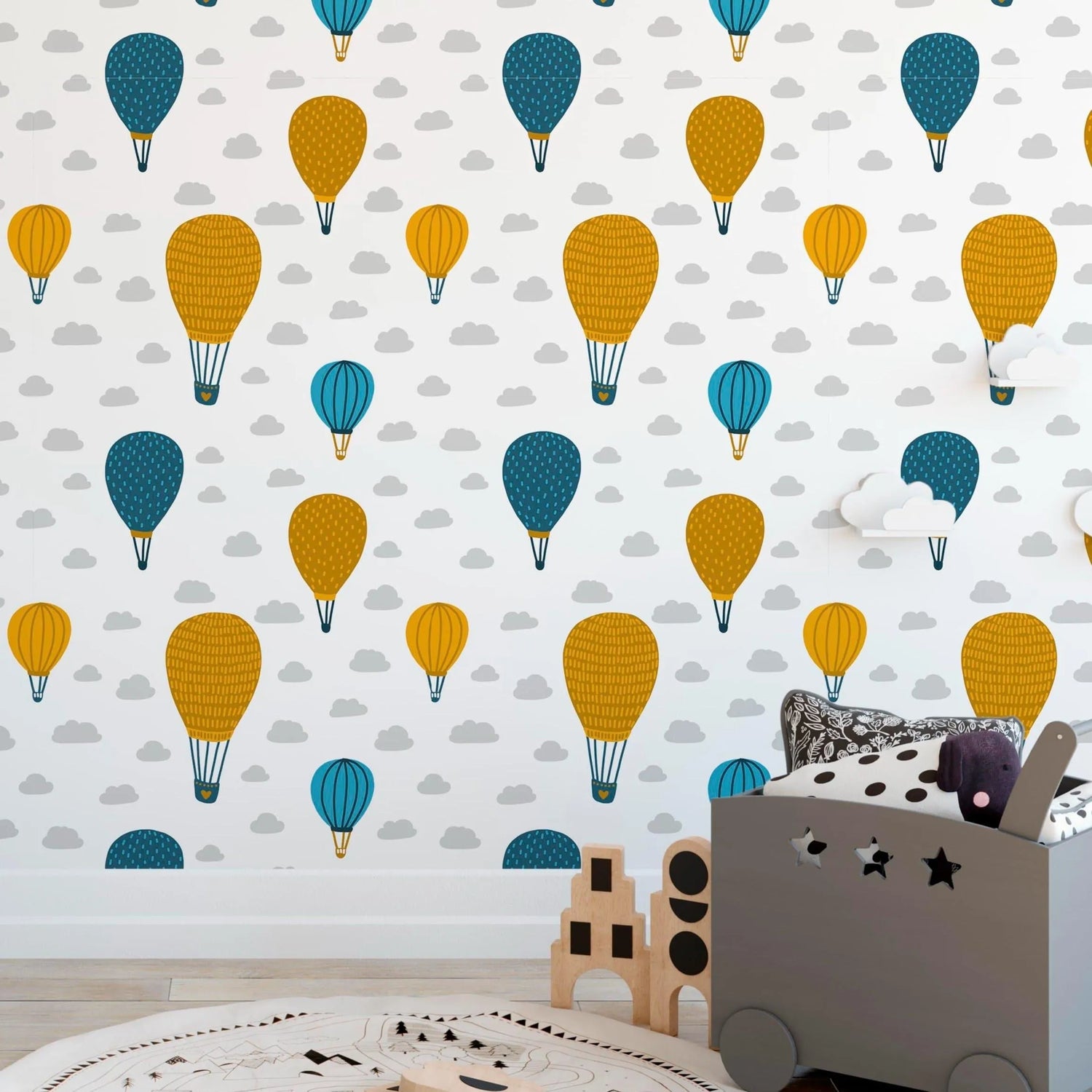 Kids Room Air Balloons in Sky Removable Wallpaper