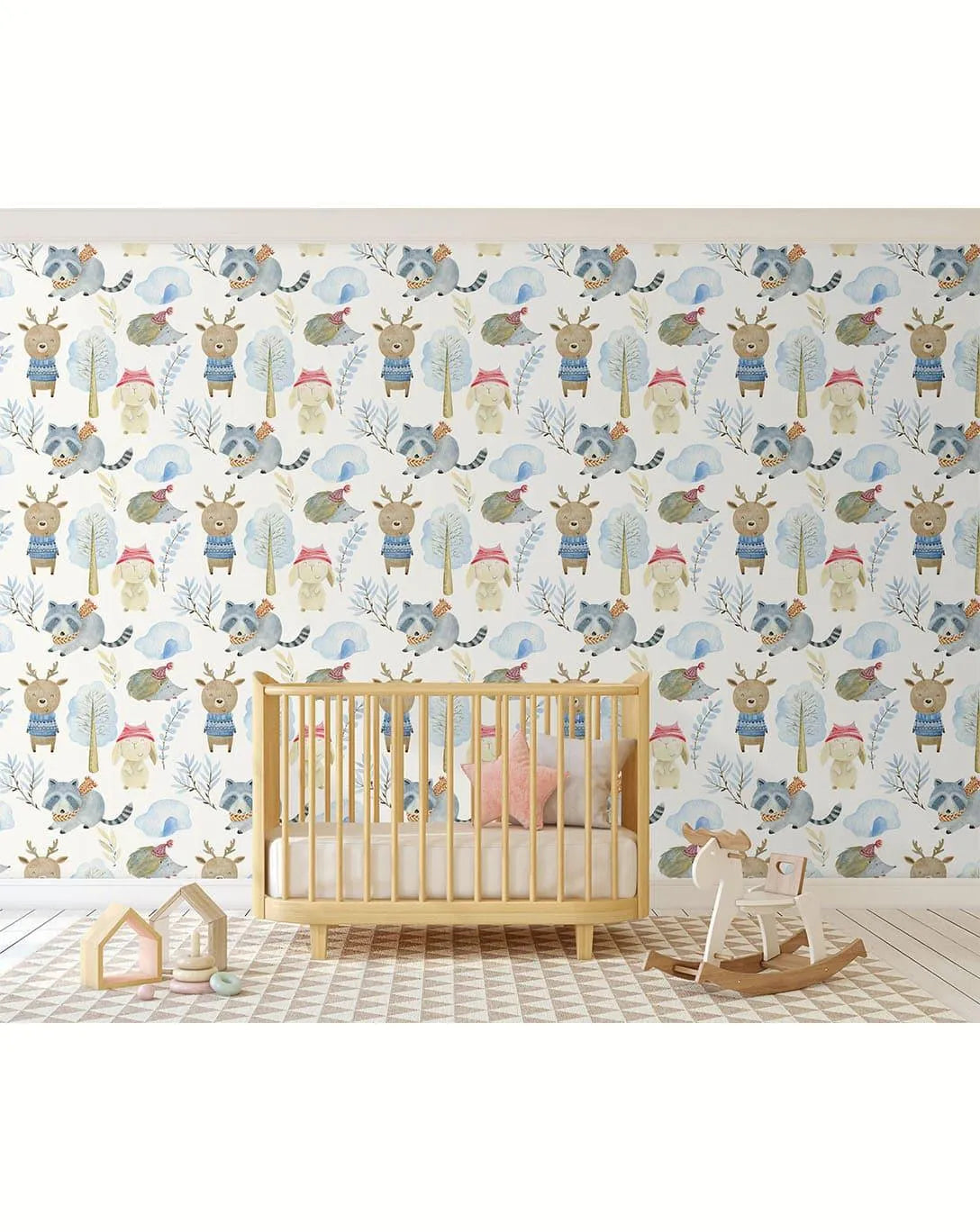 Kids Winter Animals Removable Wallpaper