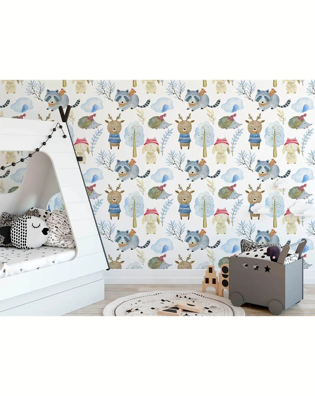 Kids Winter Animals Removable Wallpaper