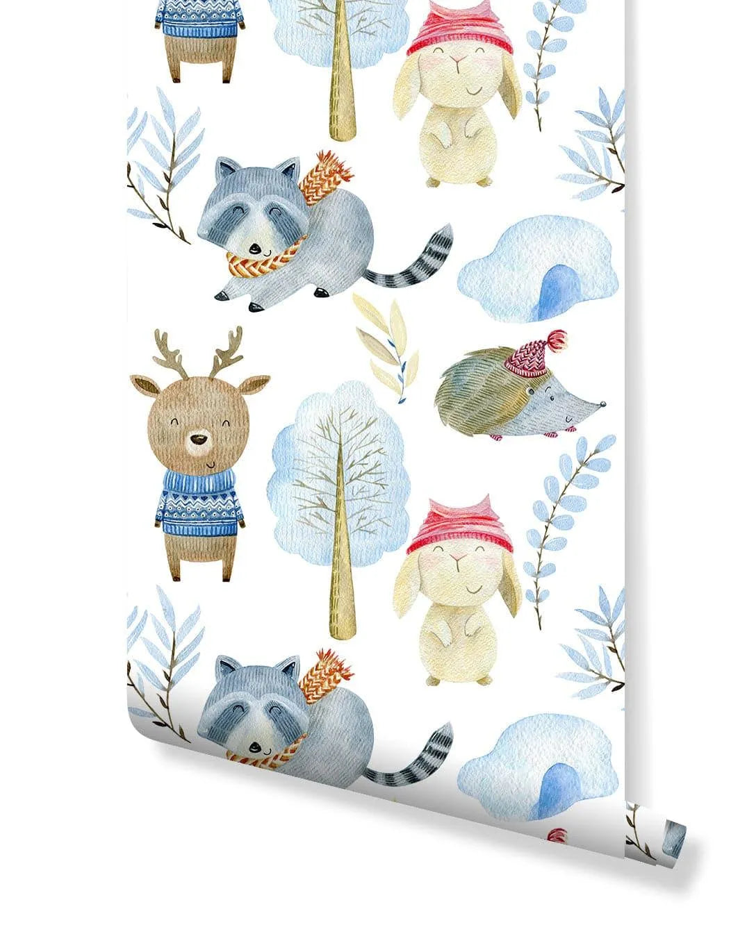 Kids Winter Animals Removable Wallpaper