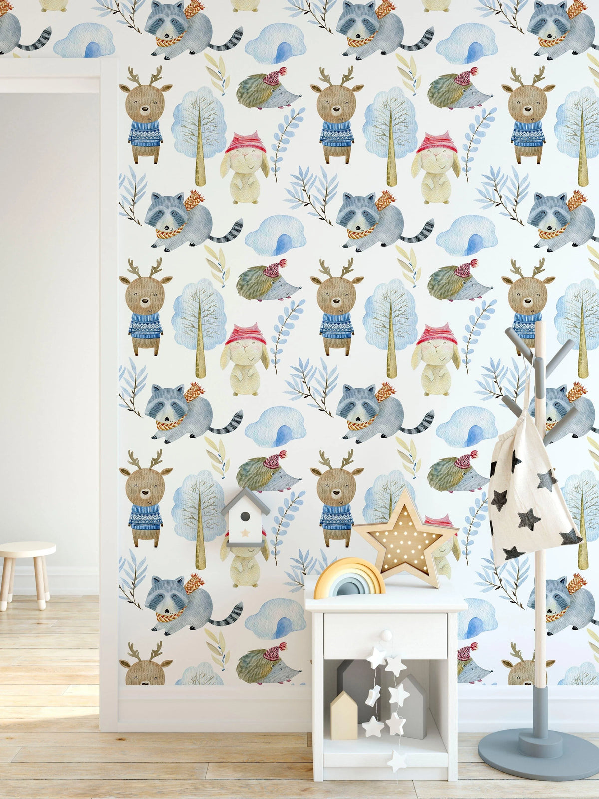 Kids Winter Animals Removable Wallpaper