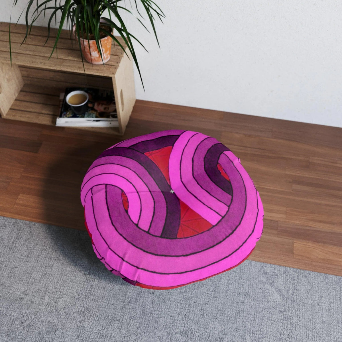 Knotted Circles Tufted Round Floor Pillow