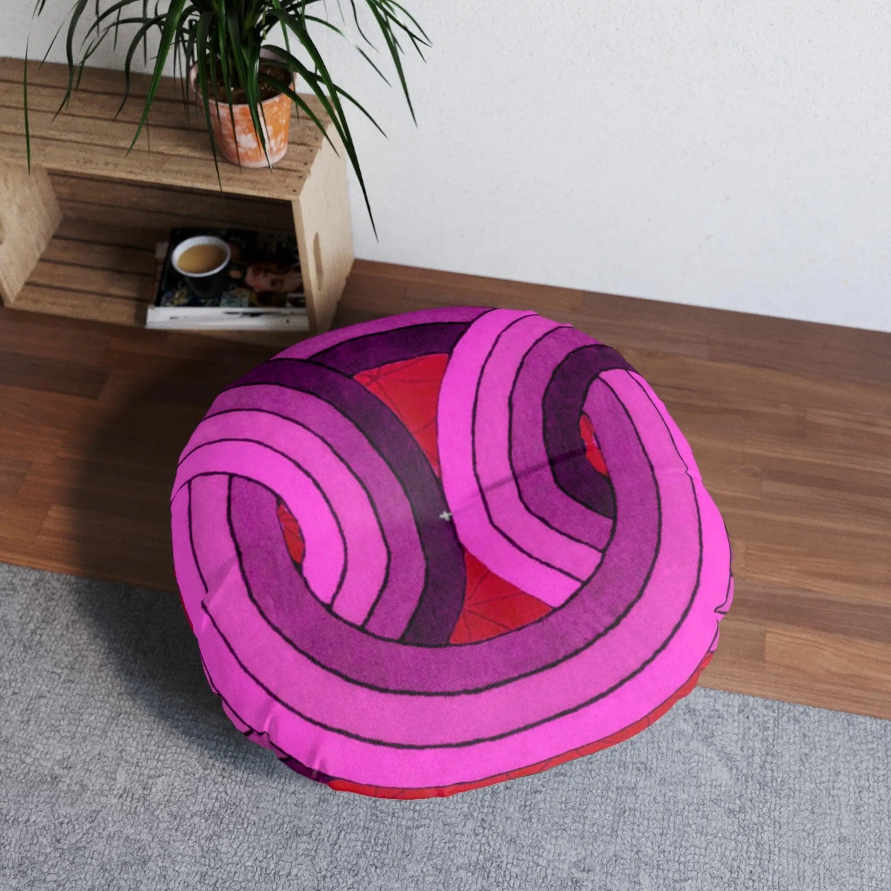 Knotted Circles Tufted Round Floor Pillow