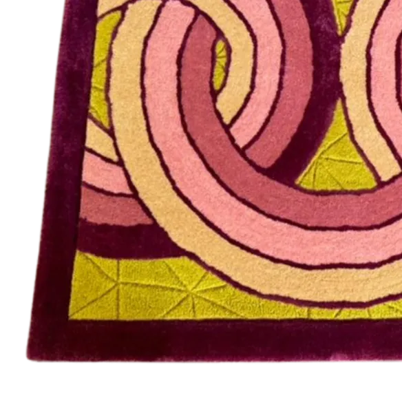 Maia Knotted Circles on Square Hand Tufted Wool Rug - Purple/Cream