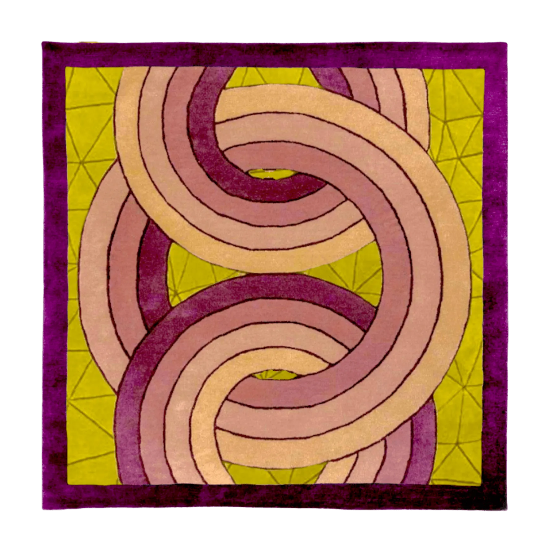 Maia Knotted Circles on Square Hand Tufted Wool Rug - Purple/Cream