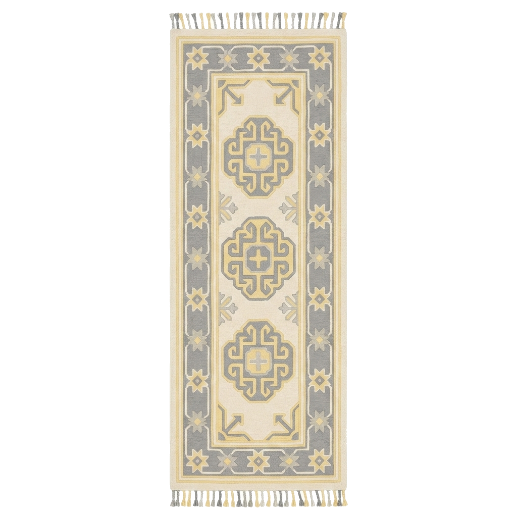 Labyrinth Medallion Hand Knotted Runner Rug 