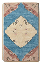 Lagoon Cloud Hand Tufted Runner Rug — blue, cream, pink tribal rug by Maia Homes on a white background