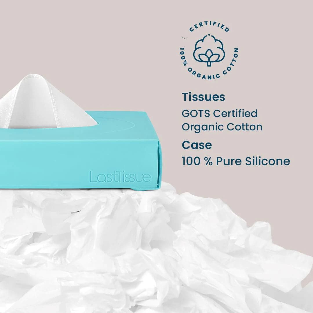 LastTissue Pack Reusable Cotton Tissues and a Silicone Box 
